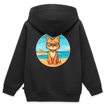 Luchs Aquarell Cartoon Kawaii Clipart Tier - Kinder Premium Organic Zip Hoodie - Schwarz - Hinten - AI Model Kid Male (0cm)