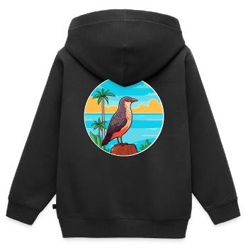 Kuckuck Aquarell Cartoon Kawaii Clipart Tier - Kinder Premium Organic Zip Hoodie - Schwarz - Hinten - AI Model Kid Male (0cm)