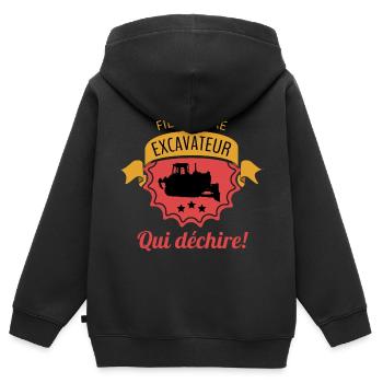 EXCAVATEUR - Sweat Premium à capuche zippé enfant bio - noir - Dos - AI Model Kid Male (0cm)