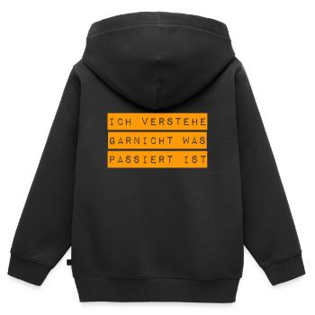ich verstehe kein Wort - Kinder Premium Organic Zip Hoodie - Schwarz - Hinten - AI Model Kid Male (0cm)