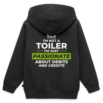 Leidenschaftlicher Buchhalter belastet Kredite Lustiger Humor - Kinder Premium Organic Zip Hoodie - Schwarz - Hinten - AI Model Kid Male (0cm)