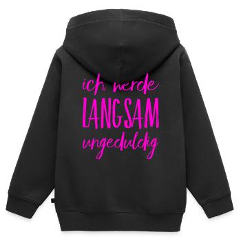 ich werde ungeduldig - Kinder Premium Organic Zip Hoodie - Schwarz - Hinten - AI Model Kid Male (0cm)