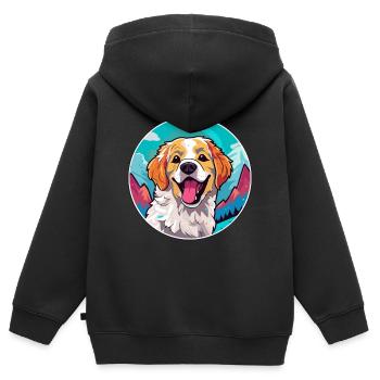 Alano Español Hunderasse Cartoon Kawaii Aquarell - Kinder Premium Organic Zip Hoodie - Schwarz - Hinten - AI Model Kid Male (0cm)