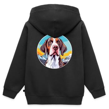 Ariege Pointer Hund Rasse Cartoon Kawaii Aquarell - Kinder Premium Organic Zip Hoodie - Schwarz - Hinten - AI Model Kid Male (0cm)