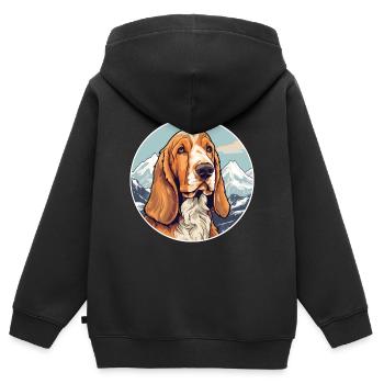 Basset Fauve De Bretagne Dog Breed Cartoon Kawaii - Kids Premium Organic Zip-up Hoodie - black - Back - AI Model Kid Male (0cm)