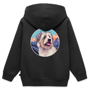 Cao de Castro Laboreiro Hunderasse Cartoon Kawaii W - Kinder Premium Organic Zip Hoodie - Schwarz - Hinten - AI Model Kid Male (0cm)