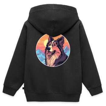 Carpates Berger Chien Race Cartoon Kawaii Eau - Sweat Premium à capuche zippé enfant bio - noir - Dos - AI Model Kid Male (0cm)
