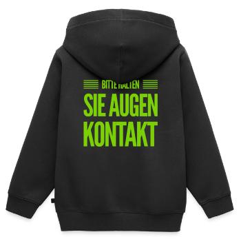 halte Augenkontakt - Kinder Premium Organic Zip Hoodie - Schwarz - Hinten - AI Model Kid Male (0cm)