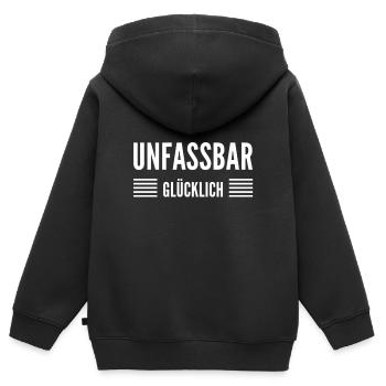 ich bin glücklich - Kinder Premium Organic Zip Hoodie - Schwarz - Hinten - AI Model Kid Male (0cm)