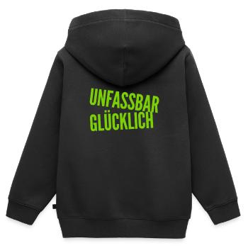 ich bin im Glück - Kinder Premium Organic Zip Hoodie - Schwarz - Hinten - AI Model Kid Male (0cm)
