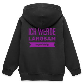 ungeduldig - Kinder Premium Organic Zip Hoodie - Schwarz - Hinten - AI Model Kid Male (0cm)