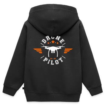 Drone Pile - Kids Premium Organic Zip-up Hoodie - black - Back - AI Model Kid Male (0cm)