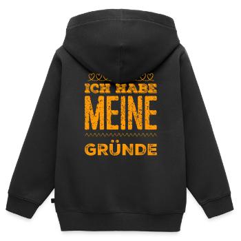 ich weiß warum - Kinder Premium Organic Zip Hoodie - Schwarz - Hinten - AI Model Kid Male (0cm)
