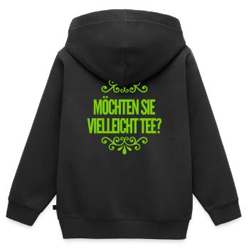 Lust auf Tee? - Kinder Premium Organic Zip Hoodie - Schwarz - Hinten - AI Model Kid Male (0cm)