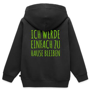 ich bleibe hier - Kinder Premium Organic Zip Hoodie - Schwarz - Hinten - AI Model Kid Male (0cm)