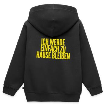 ich gehe nicht aus - Kinder Premium Organic Zip Hoodie - Schwarz - Hinten - AI Model Kid Male (0cm)