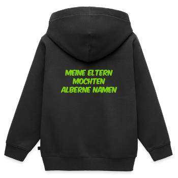 mein Name ist albern - Kinder Premium Organic Zip Hoodie - Schwarz - Hinten - AI Model Kid Male (0cm)