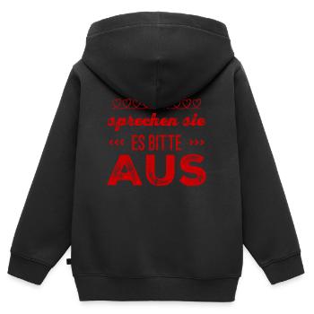 sagen sie es laut - Kinder Premium Organic Zip Hoodie - Schwarz - Hinten - AI Model Kid Male (0cm)