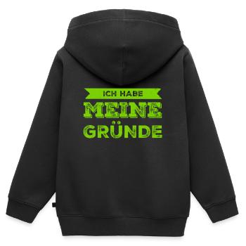 ich habe meine Gründe - Kinder Premium Organic Zip Hoodie - Schwarz - Hinten - AI Model Kid Male (0cm)