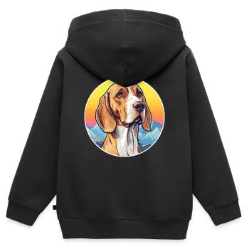Englisch Coonhound Hunderasse Cartoon Kawaii Waterco - Kinder Premium Organic Zip Hoodie - Schwarz - Hinten - AI Model Kid Male (0cm)