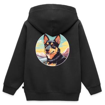 Lancashire Heeler Hunderasse Cartoon Kawaii Waterco - Kinder Premium Organic Zip Hoodie - Schwarz - Hinten - AI Model Kid Male (0cm)