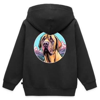 Kumaon Mastiff Hunderasse Cartoon Kawaii Aquarell - Kinder Premium Organic Zip Hoodie - Schwarz - Hinten - AI Model Kid Male (0cm)