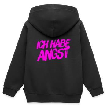 ich spüre Angst - Kinder Premium Organic Zip Hoodie - Schwarz - Hinten - AI Model Kid Male (0cm)