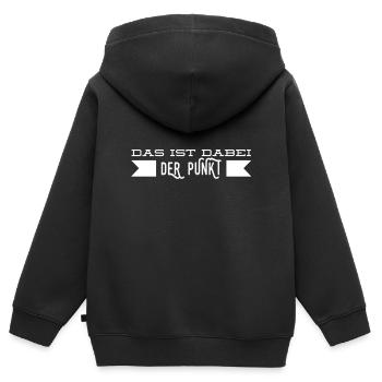 der Punkt - Kinder Premium Organic Zip Hoodie - Schwarz - Hinten - AI Model Kid Male (0cm)