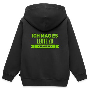 die Verwirrung der Leute - Kinder Premium Organic Zip Hoodie - Schwarz - Hinten - AI Model Kid Male (0cm)