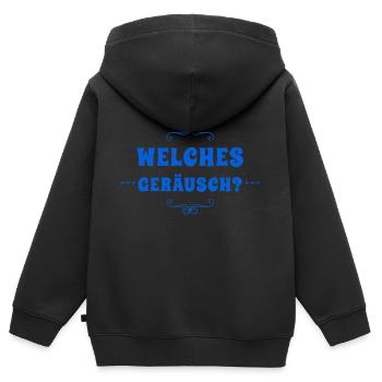 welches Geräusch? - Kinder Premium Organic Zip Hoodie - Schwarz - Hinten - AI Model Kid Male (0cm)