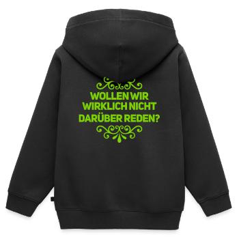 wer will reden? - Kinder Premium Organic Zip Hoodie - Schwarz - Hinten - AI Model Kid Male (0cm)