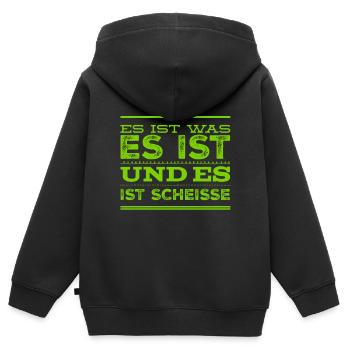miese Stimmung - Kinder Premium Organic Zip Hoodie - Schwarz - Hinten - AI Model Kid Male (0cm)
