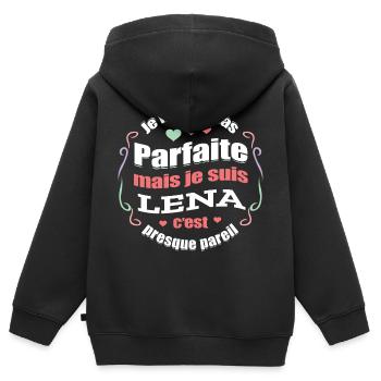 LENA PARFAITE - PRENOM LENA - Sweat Premium à capuche zippé enfant bio - noir - Dos - AI Model Kid Male (0cm)