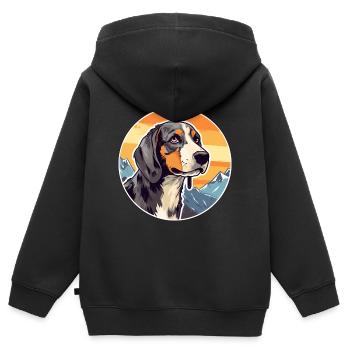 Polnische Jagdhunderasse Karikatur Kawaii Aquarell - Kinder Premium Organic Zip Hoodie - Schwarz - Hinten - AI Model Kid Male (0cm)