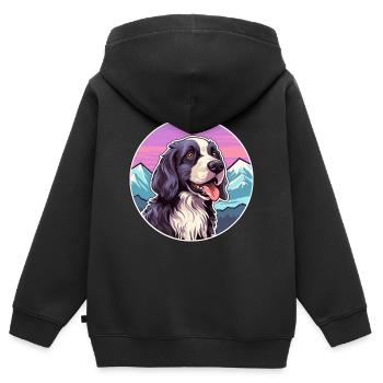 Portuguese Watchdog Dog Breed Cartoon Kawaii Water - Kids Premium Organic Zip-up Hoodie - black - Back - AI Model Kid Male (0cm)