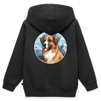 Schäferhund Rasse Karikatur Kawaii Aquarell - Kinder Premium Organic Zip Hoodie - Schwarz - Hinten - AI Model Kid Male (0cm)