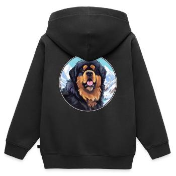 Tibetischer Mastiff Hunderasse Cartoon Kawaii Watercolo - Kinder Premium Organic Zip Hoodie - Schwarz - Hinten - AI Model Kid Male (0cm)