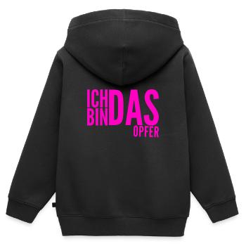 so sieht ein Opfer aus - Kinder Premium Organic Zip Hoodie - Schwarz - Hinten - AI Model Kid Male (0cm)