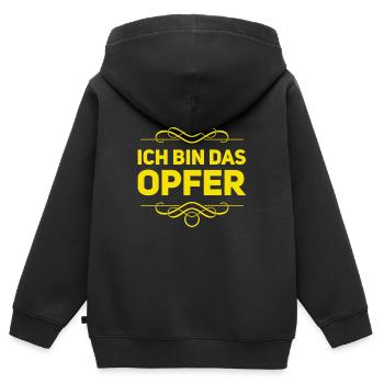 ich bin das Opfer - Kinder Premium Organic Zip Hoodie - Schwarz - Hinten - AI Model Kid Male (0cm)