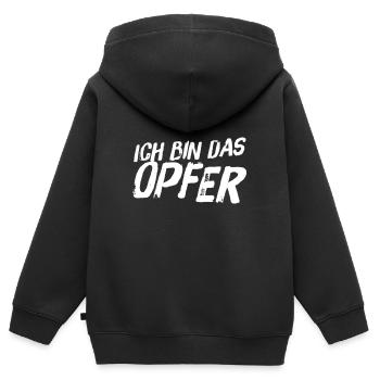 vor dir steht ein Opfer - Kinder Premium Organic Zip Hoodie - Schwarz - Hinten - AI Model Kid Male (0cm)