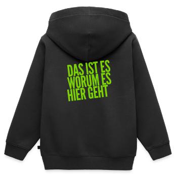 das ist der Grund - Kinder Premium Organic Zip Hoodie - Schwarz - Hinten - AI Model Kid Male (0cm)
