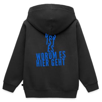 mein warum - Kinder Premium Organic Zip Hoodie - Schwarz - Hinten - AI Model Kid Male (0cm)