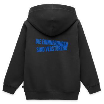 unangenehme Erinnerungen - Kinder Premium Organic Zip Hoodie - Schwarz - Hinten - AI Model Kid Male (0cm)