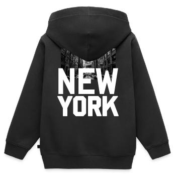 New York City Big Apple USA Amerika - Kinder Premium Organic Zip Hoodie - Schwarz - Hinten - AI Model Kid Male (0cm)
