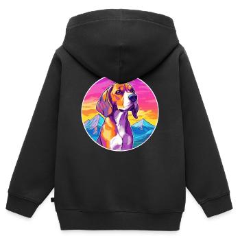 BeagleHarrier Dufthund Hund Rasse Cartoon Kawaii - Kinder Premium Organic Zip Hoodie - Schwarz - Hinten - AI Model Kid Male (0cm)