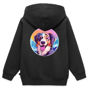 Alano Español Hunderasse Cartoon Kawaii Aquarell - Kinder Premium Organic Zip Hoodie - Schwarz - Hinten - AI Model Kid Male (0cm)