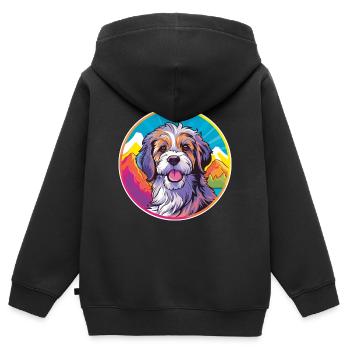 Katalanischer Schäferhund Hund Rasse Cartoon Kawaii Watercol - Kinder Premium Organic Zip Hoodie - Schwarz - Hinten - AI Model Kid Male (0cm)