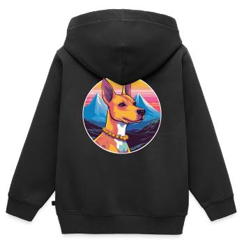 Cirneco Dell Etna Dog Breed Cartoon Kawaii Waterco - Kids Premium Organic Zip-up Hoodie - black - Back - AI Model Kid Male (0cm)