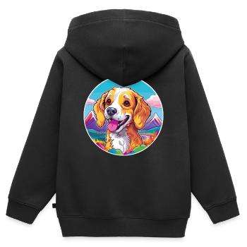 Cao de Castro Laboreiro Hunderasse Cartoon Kawaii W - Kinder Premium Organic Zip Hoodie - Schwarz - Hinten - AI Model Kid Male (0cm)