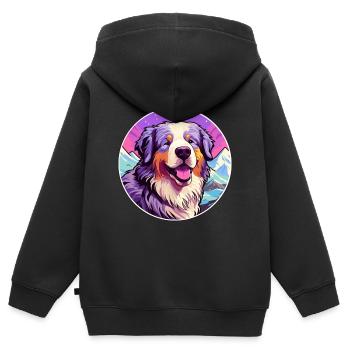 Carpates Berger Chien Race Cartoon Kawaii Eau - Sweat Premium à capuche zippé enfant bio - noir - Dos - AI Model Kid Male (0cm)